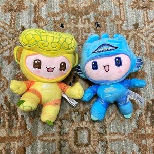 Cute & Unique Hangzhou China Plush Toys With Stretchy Wire Arms In Blue & Yellow